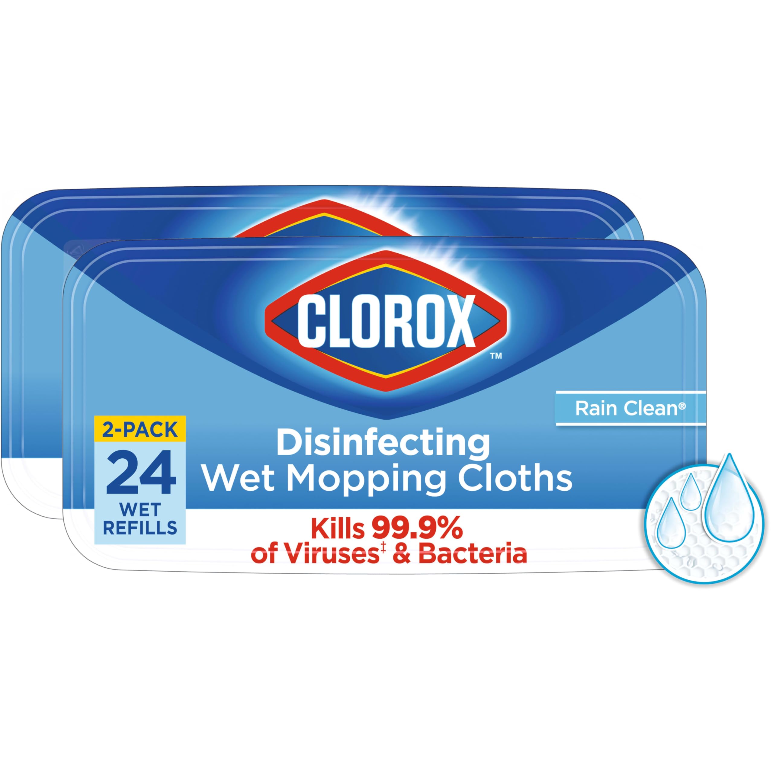Buy now Clorox Disinfecting Wet Mop Pad, Disposable Mop Heads, Multi-Surface Floor Wipes, Rain Clean, 2 Packs, 24 Wet Refills Per Pack (Package May Vary) at indiglob india