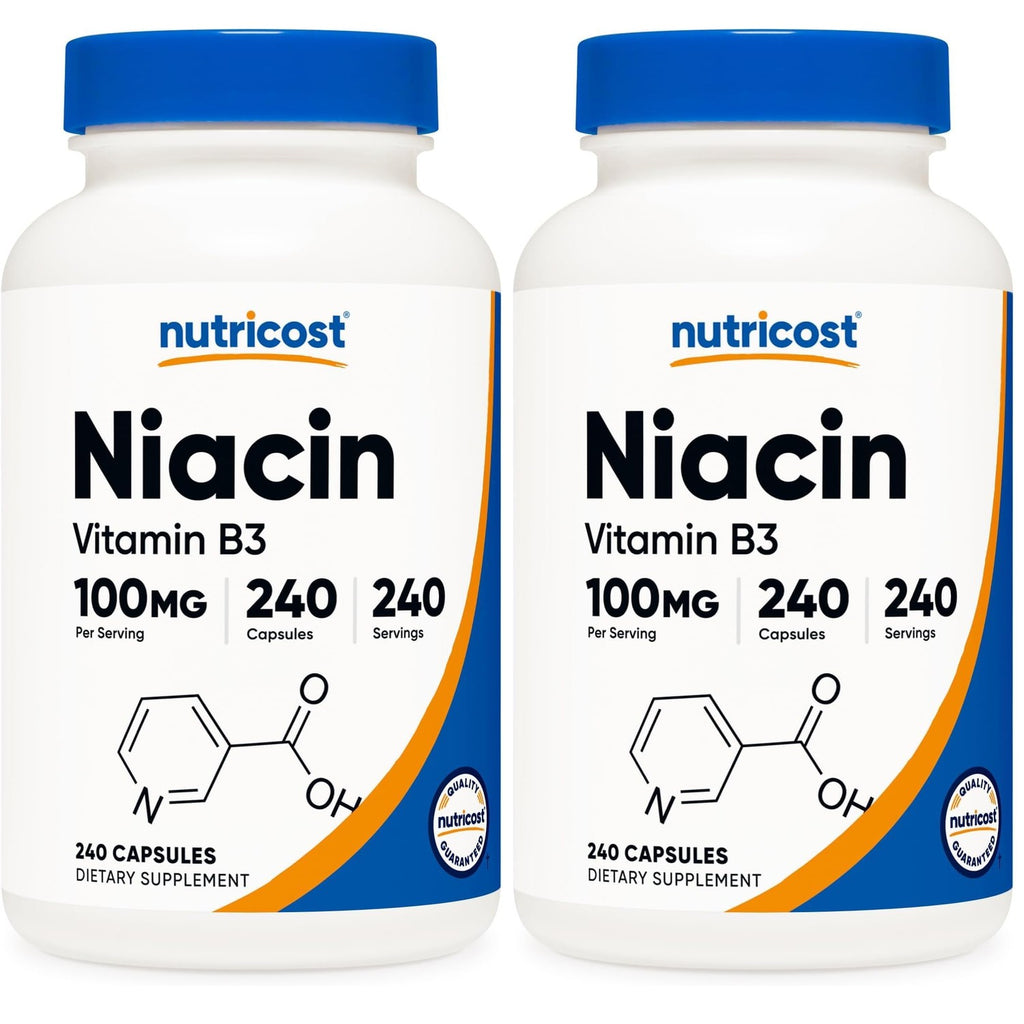 Nutricost Niacin (Vitamin B3) 100mg, 240 Capsules, with Flushing | GMO-Free, Gluten Free