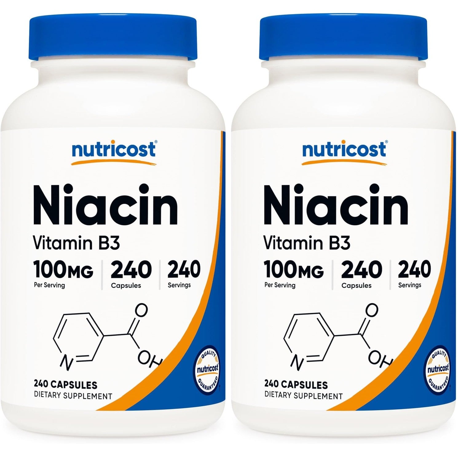 Nutricost Niacin (Vitamin B3) 100mg, 240 Capsules, with Flushing | GMO-Free, Gluten Free