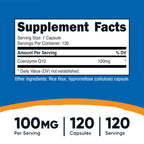 Nutricost CoQ10 100mg, 120 Vegetarian Capsules, 120 Servings, GMO-Free | High Absorption Coenzyme Q10