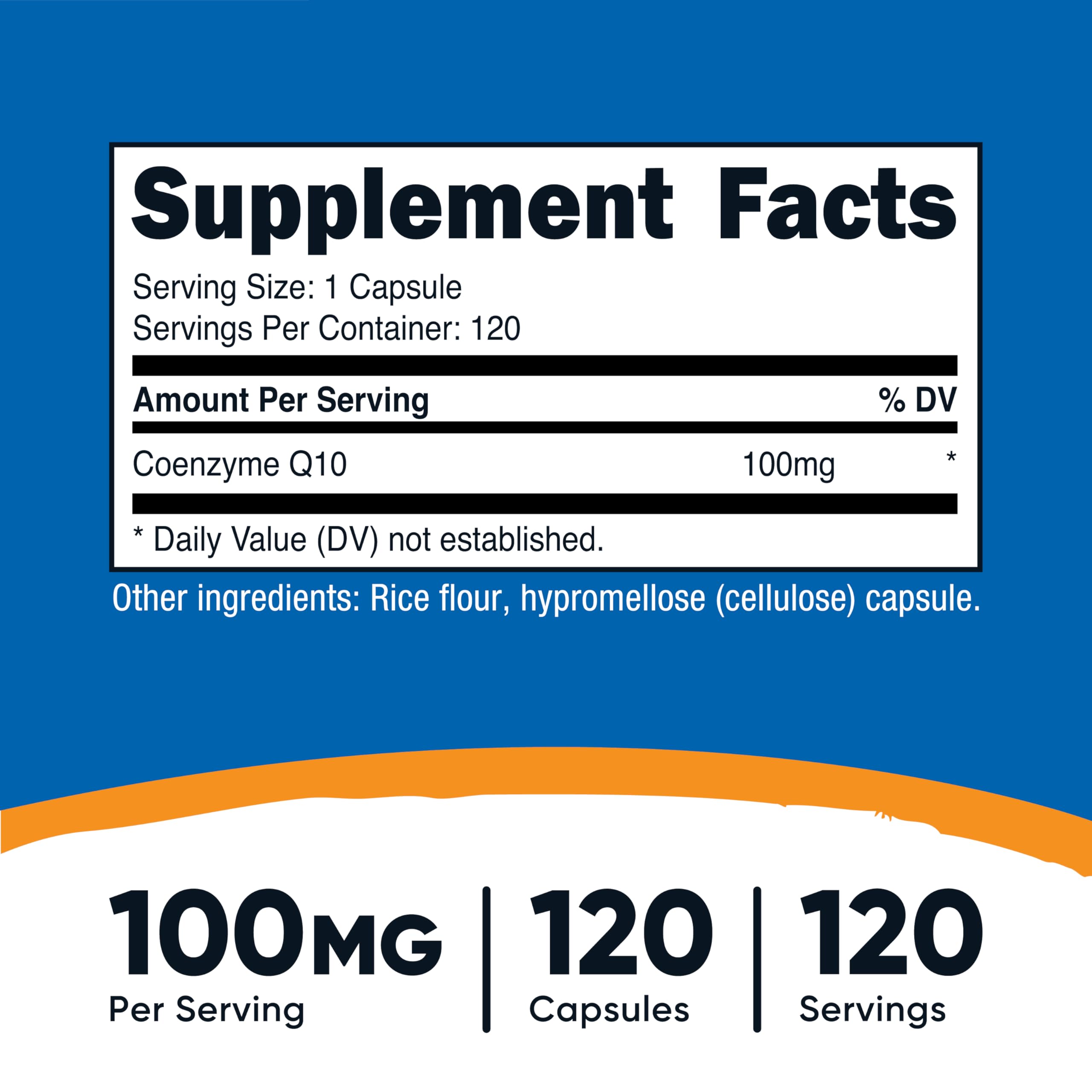 Nutricost CoQ10 100mg, 120 Vegetarian Capsules, 120 Servings, GMO-Free | High Absorption Coenzyme Q10