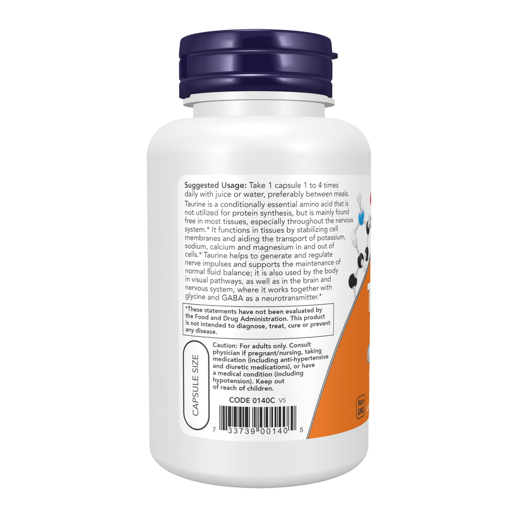 Buy now Now Foods Taurine 500mg Capsules, 100 CT at indiglob india