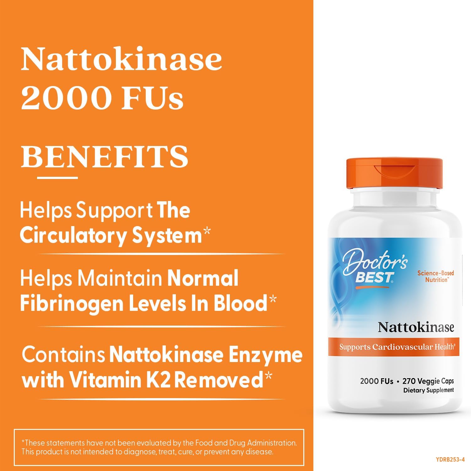 Buy now Doctor's Best Nattokinase, Non-GMO, Vegan, Gluten Free, 270 Veggie Caps at indiglob india