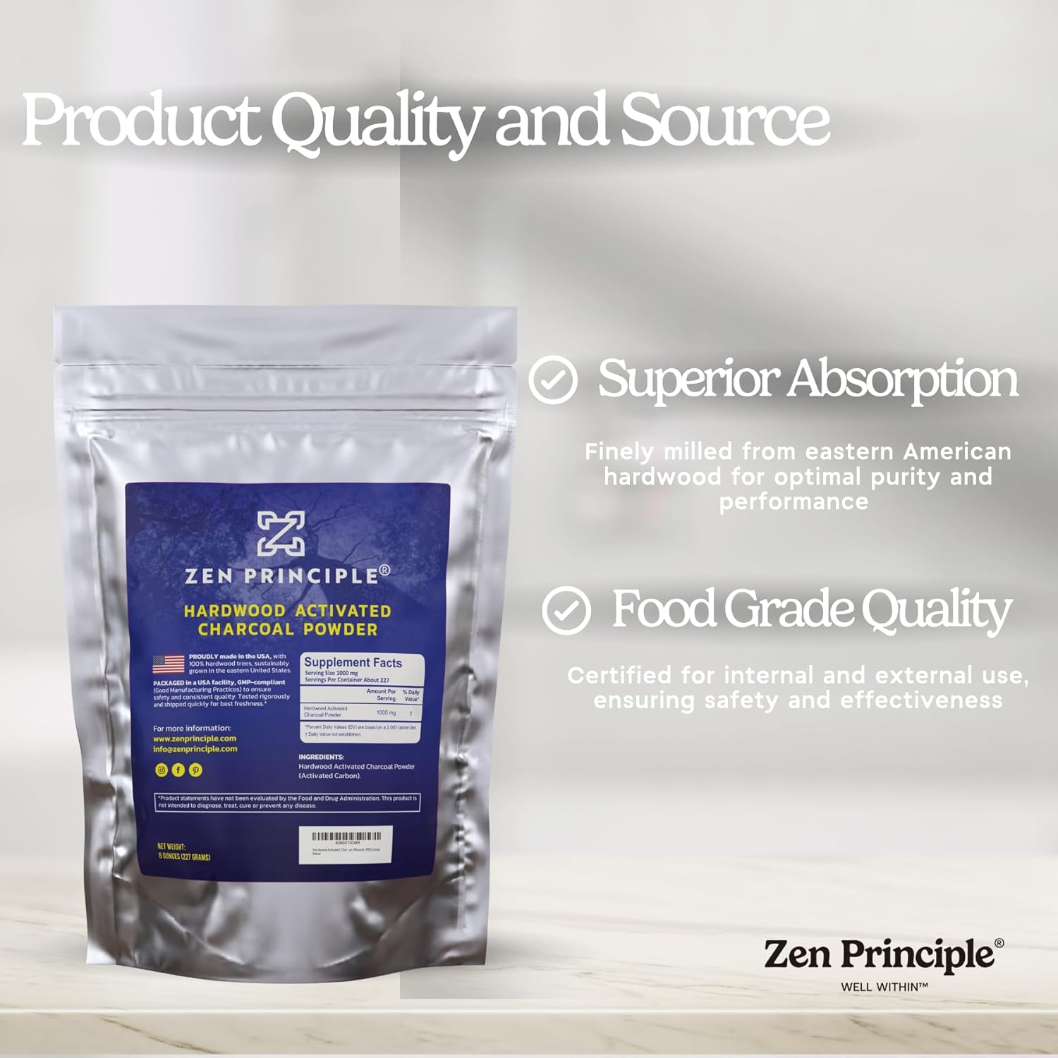 Buy now Zen Principle Hardwood Activated Charcoal Powder 100 Percent from USA Trees. All Natural. Whitens Teeth, Rejuvenates Skin and Hair, Supports Better Digestion, 8 oz. at indiglob india