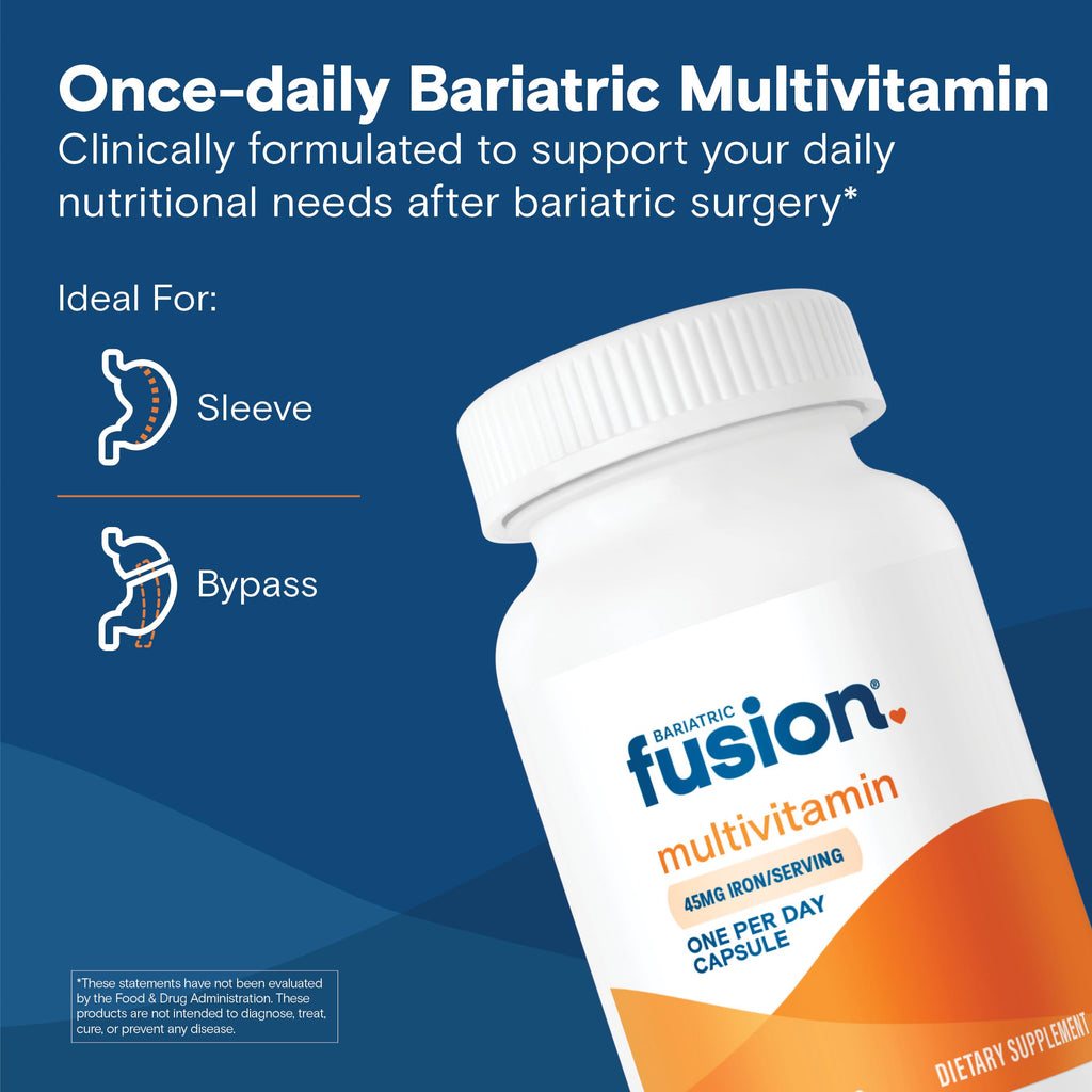 Bariatric Fusion Multivitamin with Iron for Women and Men | Once Daily Capsule | GLP-1 Vitamins | 45mg Iron | 30 Count |1 Month Supply