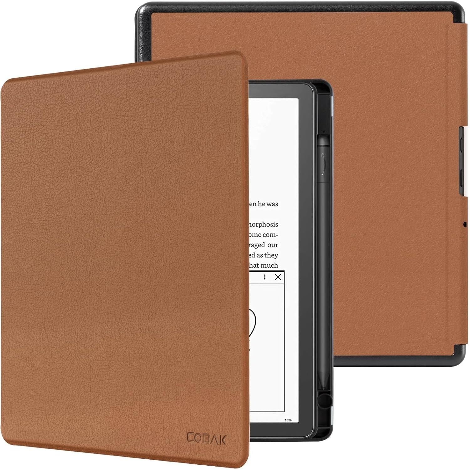 Buy now CoBak Case for Kindle Scribe - All New PU Leather Cover with Auto Sleep Wake Feature for Kindle Scribe 10.2" 2022 & 2024 Released with Pen Holder Brown at indiglob india