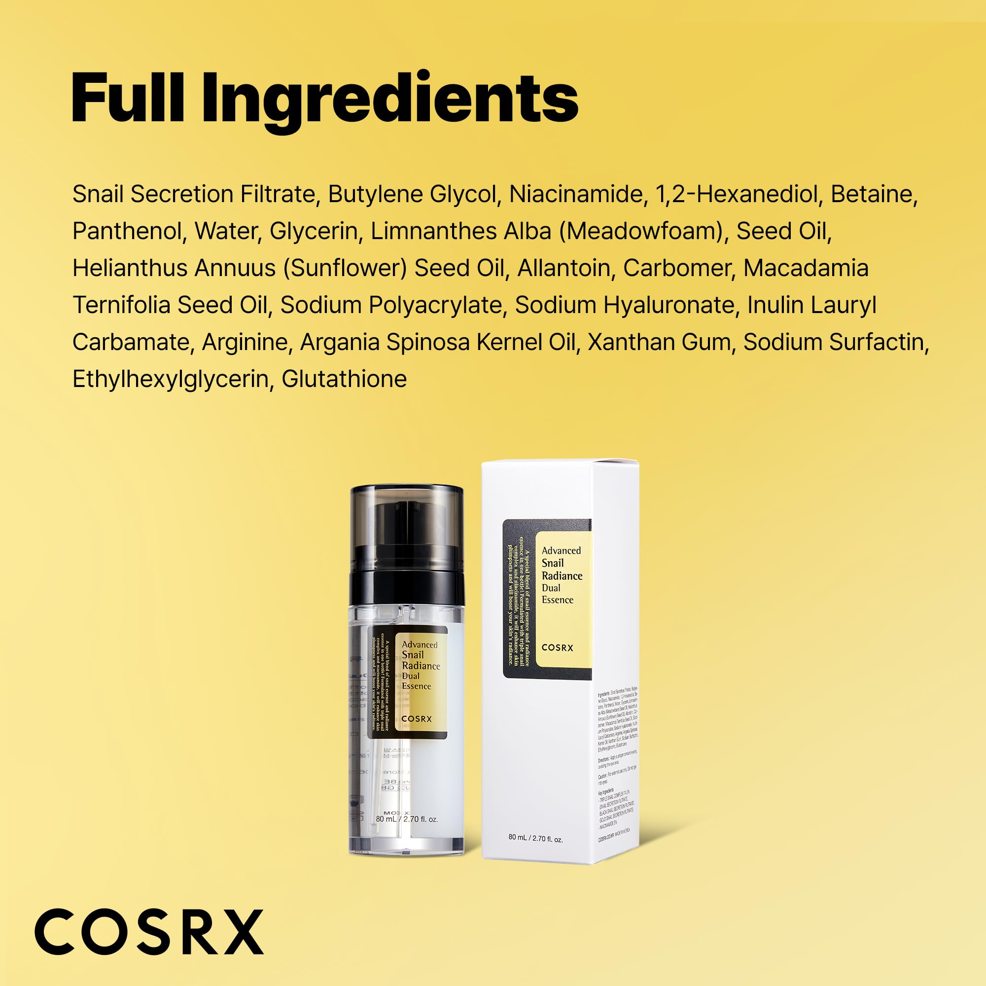 Buy now COSRX Snail Mucin 74% + Niacinamide 5% Dual Essence, Anti Aging Face Serum for Dull Skin, Sensitive Skin, Korean Skin Care, 2.70 fl.oz / 80ml at indiglob india