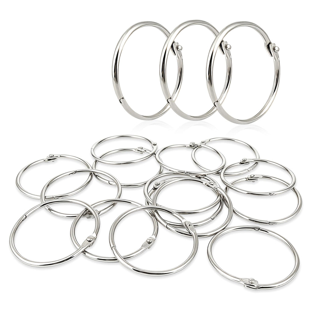 KTOJOY 2 Inch (15 Pack) Loose Leaf Binder Book Rings, with Metal Nickel Plated for Key,and Index Cards, for School, Home, or Office, Silver