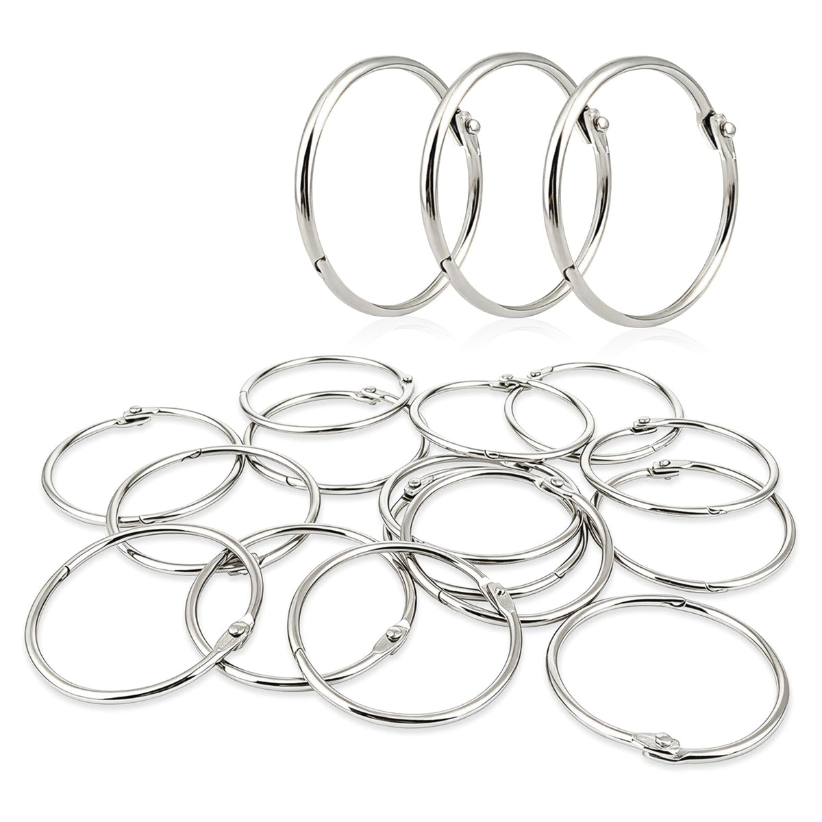 KTOJOY 2 Inch (15 Pack) Loose Leaf Binder Book Rings, with Metal Nickel Plated for Key,and Index Cards, for School, Home, or Office, Silver