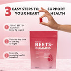 Beets+ Gummies - Premium Beet Root Powder, Grape Seed Extract and Vitamin C - Supports Healthy Blood Pressure and Heart Health - Low Sugar Nitric Oxide and Circulation Supplement - 50 Gummies
