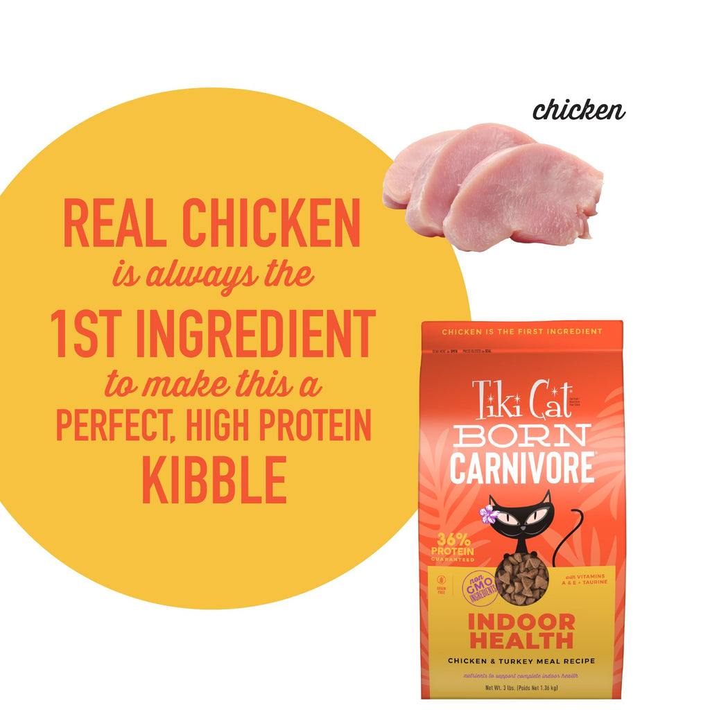 Tiki Cat Born Carnivore Dry Cat Food, Chicken & Turkey Meal, 3 lbs. Bag