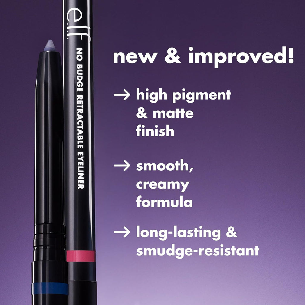 Buy now e.l.f. No Budge Retractable Eyeliner, Creamy, Ultra-Pigmented & Waterproof, Creates Bold & Defined Lines, Vegan & Cruelty-Free, Ruby at indiglob india