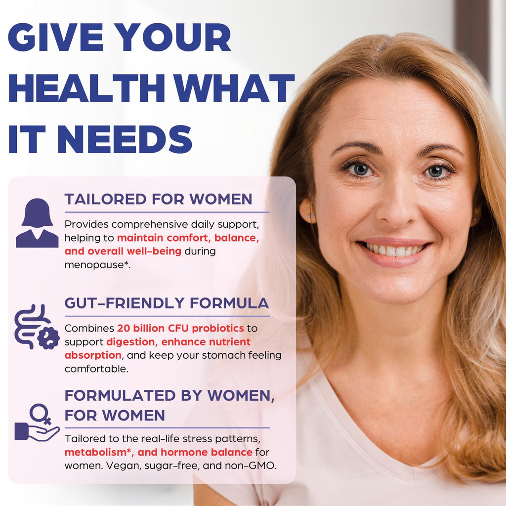 Menopause Supplements for Women, 60 Servings & 0 Sugar Menopause Gummies