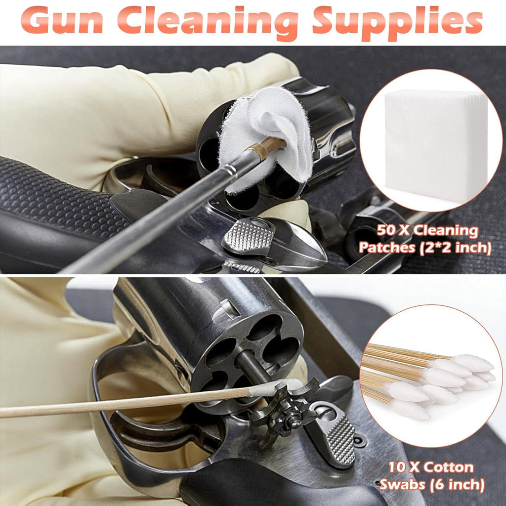 Keze Gun Cleaning Kit 9mm,.22,.357,.38,.45 with Gun Oil 1 oz. & CLP Cleaner Lubricant 2 oz. Handgun Shotgun Rifle and Pistol Cleaning Kits with Caliber Brass Brush and Brass Jag Adapter Portable Case