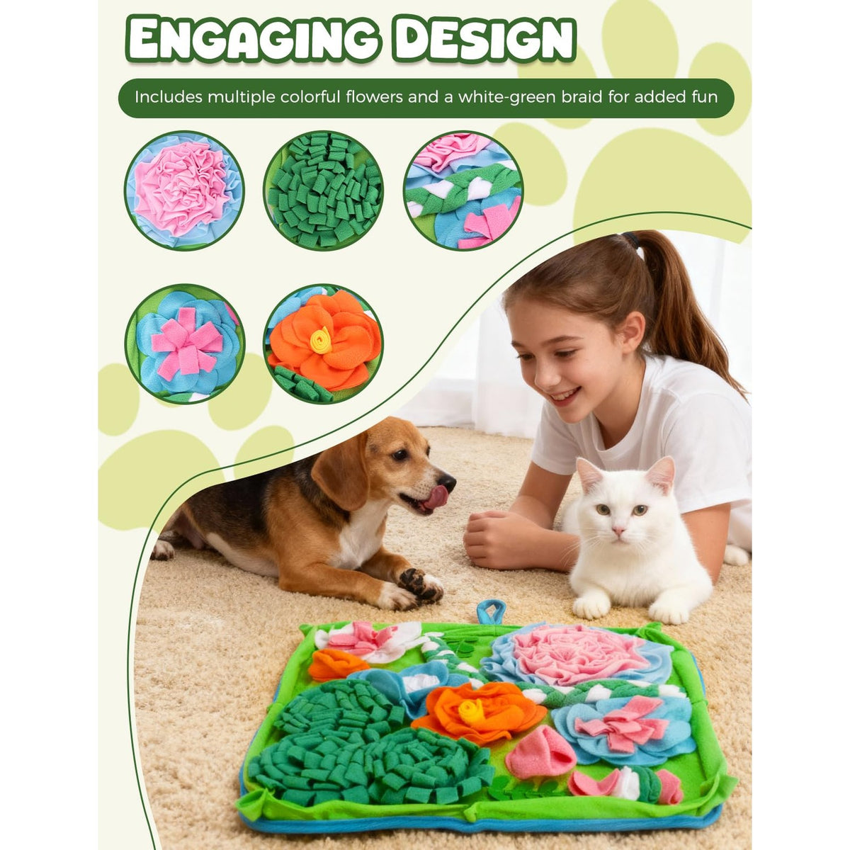Snuffle Mat for Dogs, Slow Feeder Interactive Puzzle Dog Food Mat