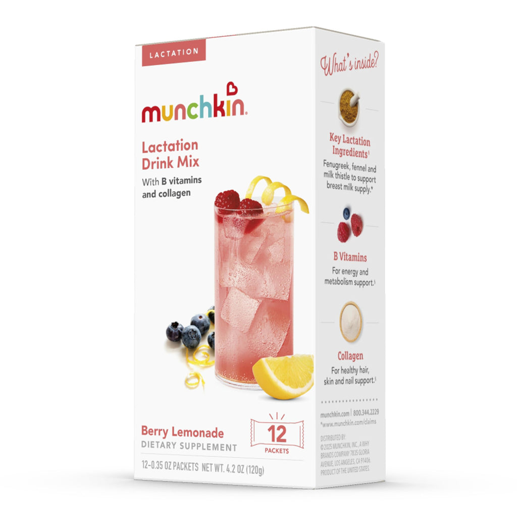 Munchkin Milkmakers Lactation Drink Mix, Berry Lemonade, 12 Count | For Breastfeeding Moms, Fenugreek, Fennel, Milk Thistle, Collagen and B Vitamins