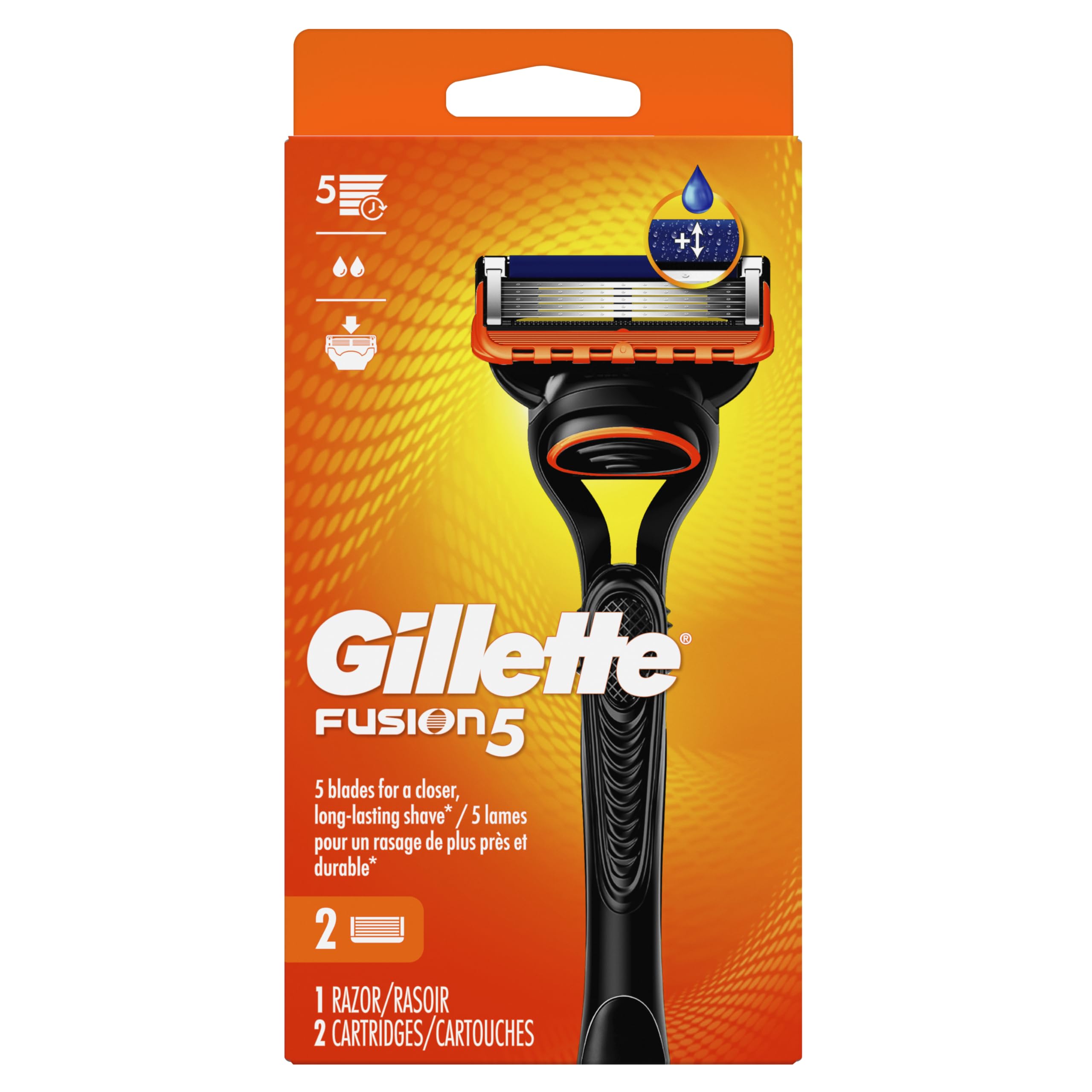 Buy now Gillette Fusion5 Razor for Men, Handle + 2 Razor Blade Refills at indiglob india