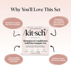Buy now Kitsch Shampoo and Conditioner Set - 4pc Sampler Bars with Rice Water Shampoo and Conditioner, Castor Oil Shampoo & Coconut Oil Conditioner - Bottle-Free Beauty for Hair Growth, Repair & Moisture at indiglob india