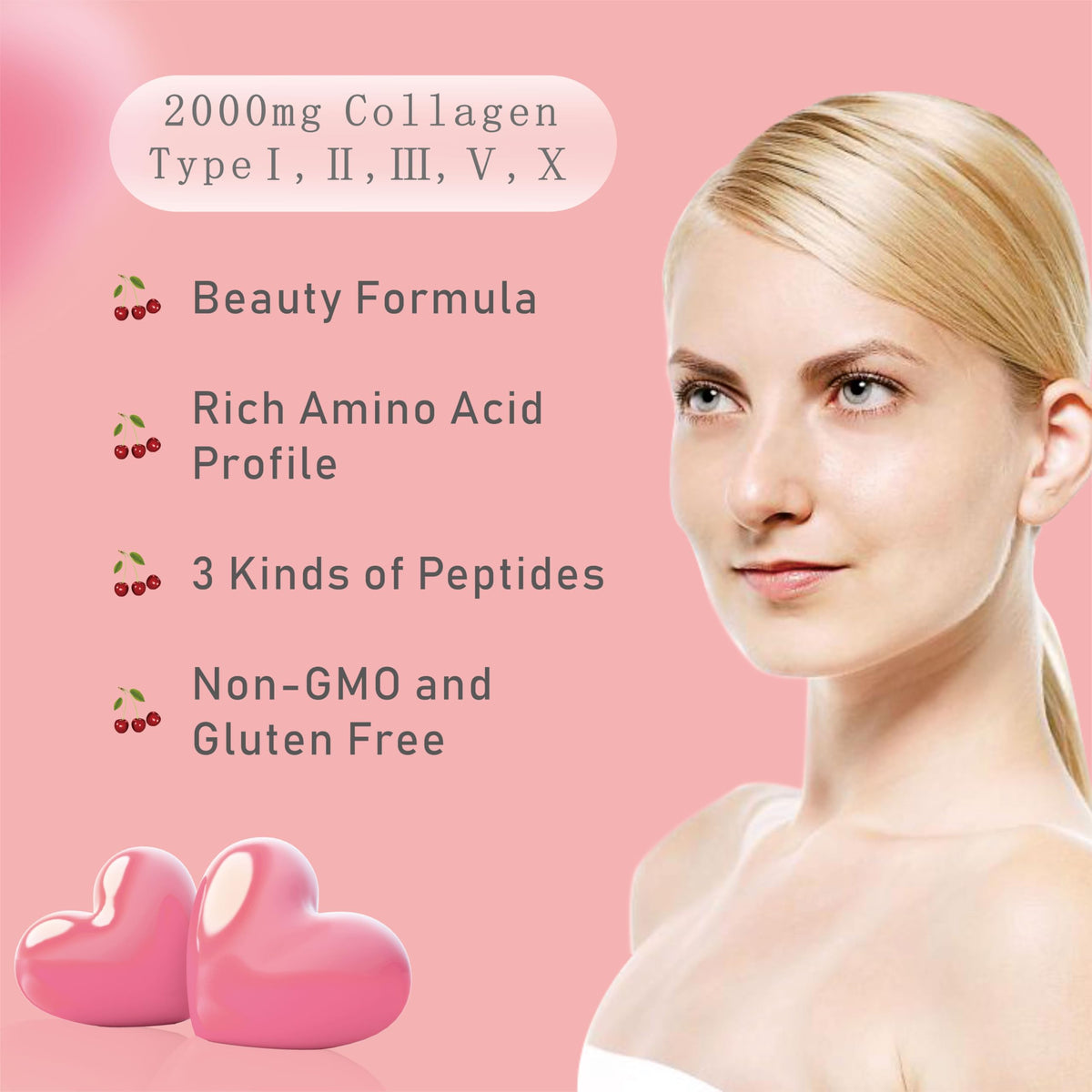 Multi Collagen Peptides Powder for Women and Men - Type I, II, III, V, X - Hydrolyzed Collagen Peptides, Supports Skin Hair Nail & Joint, Grass-Fed, Non-GMO, 30 Packets