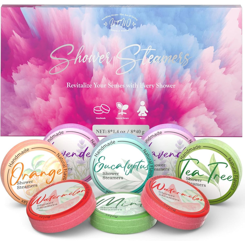 HFHO Shower Steamers Aromatherapy 8 Pack Natural Essential Oils Home Spa | Perfect For Stress Relief, Relaxation And Home Spa Self Care, Birthday Gifts For Women And Men