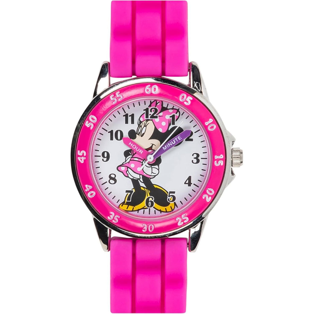 Buy now Minnie Mouse Time Teacher Watch for Girls - Analog Time Learning with Easy-to-Read Numbers and Comfortable Silicone Band at indiglob india