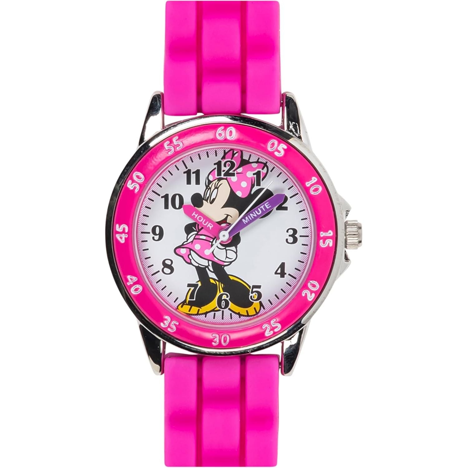 Buy now Minnie Mouse Time Teacher Watch for Girls - Analog Time Learning with Easy-to-Read Numbers and Comfortable Silicone Band at indiglob india
