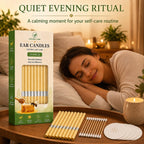 10 Pcs Ear Wax Removal Kit Ear Candle with Protective Discs, Storage Box & Cotton Swabs, Natural SPA Relaxation Candles Set for Home Use