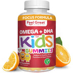 Feel Great Kids Omega 3 DHA Gummies, Plant-Based, No Fishy Taste, 60ct | Plant-Based DHA from Algae, Omega 3-6-9, Brain & Vision Support, Vegetarian, No Fishy Aftertaste