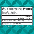 MARYRUTH'S NAC Supplement N-Acetyl Cysteine Capsules, Glutathione Precursor | Glutathione Precursor, Amino Acid, Cellular Health, Vegan, Non-GMO