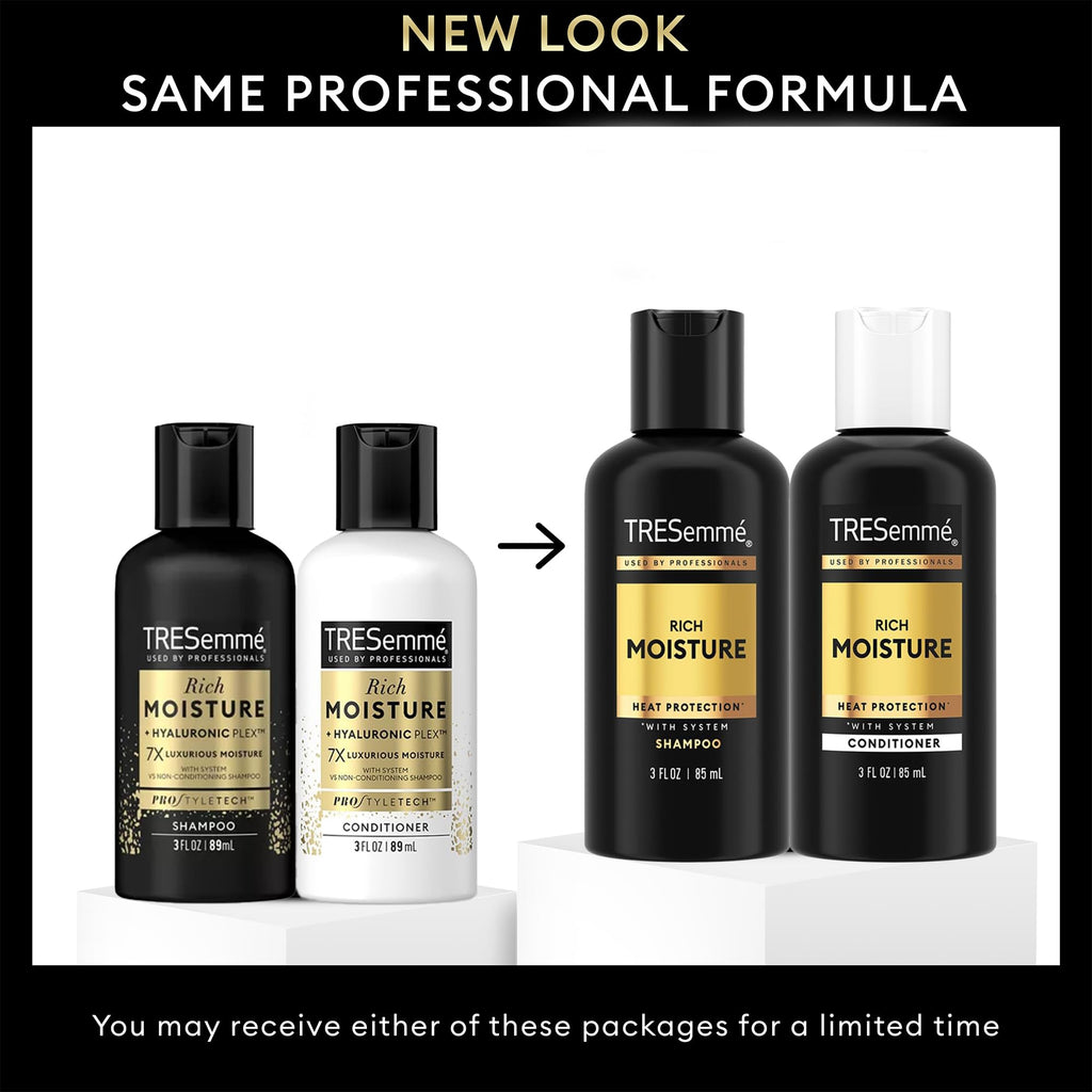 TRESemmé Travel Shampoo & Conditioner Set 3-Pack, 3 Oz Ea | Moisturizing Travel Hair Care Set with TSA-Friendly Bottles for Trips, Gym Bags and Vacations