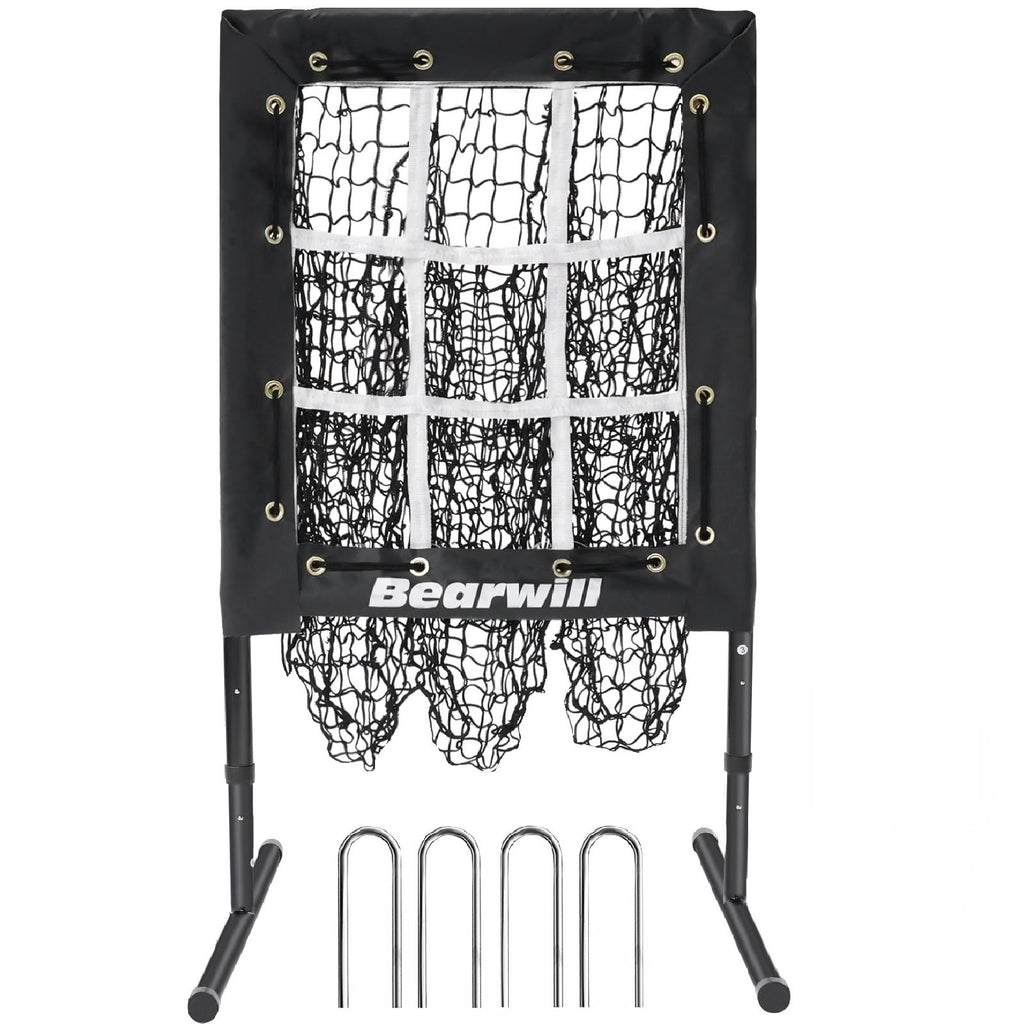 Bearwill Pitching Net, 9 Hole Baseball Pitching Net with Strike Zone