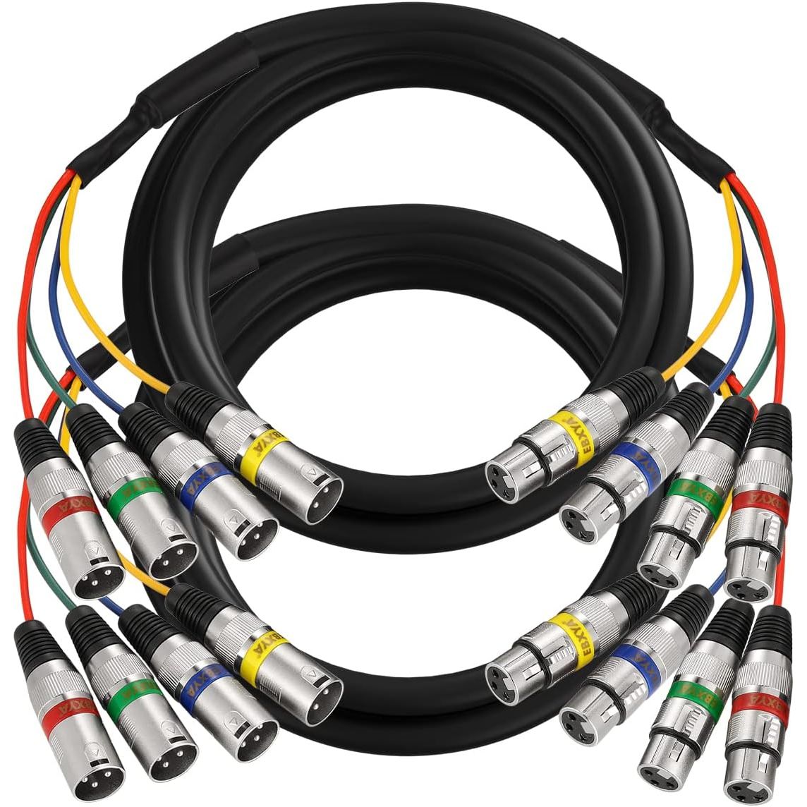 Buy now EBXYA 3 Ft XLR Snake Cables 4 Colored, 4-Channel Microphone Patch Cable XLR Male to Female, Recording Snake for Live, Recording, Studios 2 Pack 2 Pack 10 Feet at indiglob india