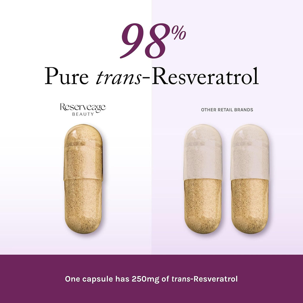 Buy now Reserveage Beauty, Resveratrol 250 mg, Antioxidant Supplement for Heart and Cellular Health, Supports Healthy Aging and Immune System, Paleo, Keto, 30 Capsules at indiglob india