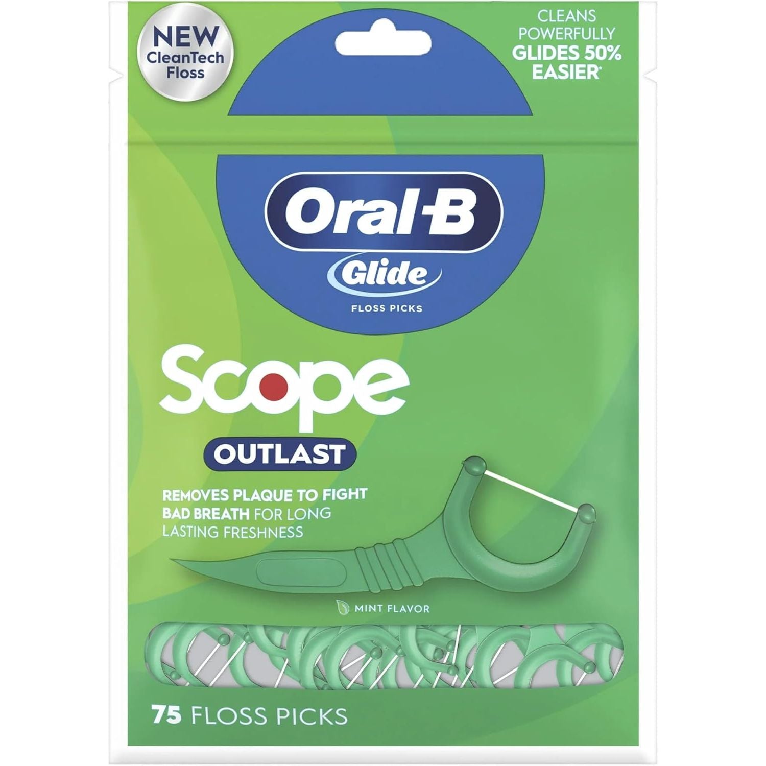 Buy now Oral-B Glide Complete Floss Picks, Dental Floss Picks, Scope Outlast, 75-ct, Toothpicks Floss Picks at indiglob india