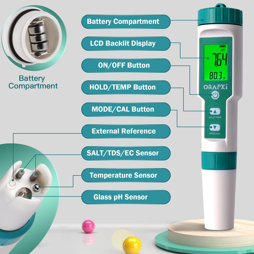 Pool Salt Tester pH and Salt Meter for Saltwater Pool pH Tester