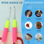 2 Pcs Latch Hook Latch Hook Tool 0.2in, 0.15in Crochet Needles for Hair