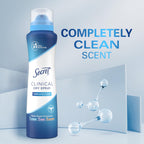 Secret Clinical Strength Dry Spray Antiperspirant Deodorant for Women, 3X Stress Protection, 72hr Sweat & Odor Protection, PH Balancing Minerals, Completely Clean Scent, 3.8 oz