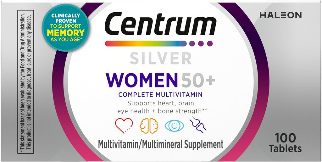 Buy now Centrum Silver Women's Multivitamin for Women 50 Plus, Multivitamin/Multimineral Supplement with Vitamin D3, B Vitamins, Non-GMO Ingredients, Supports Memory and Cognition in Older Adults - 100 Ct at indiglob india