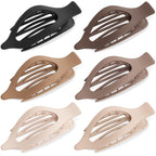 Set of 4 large flat hair clips in neutral colors, perfect for styling. Available online for quick order and delivery.