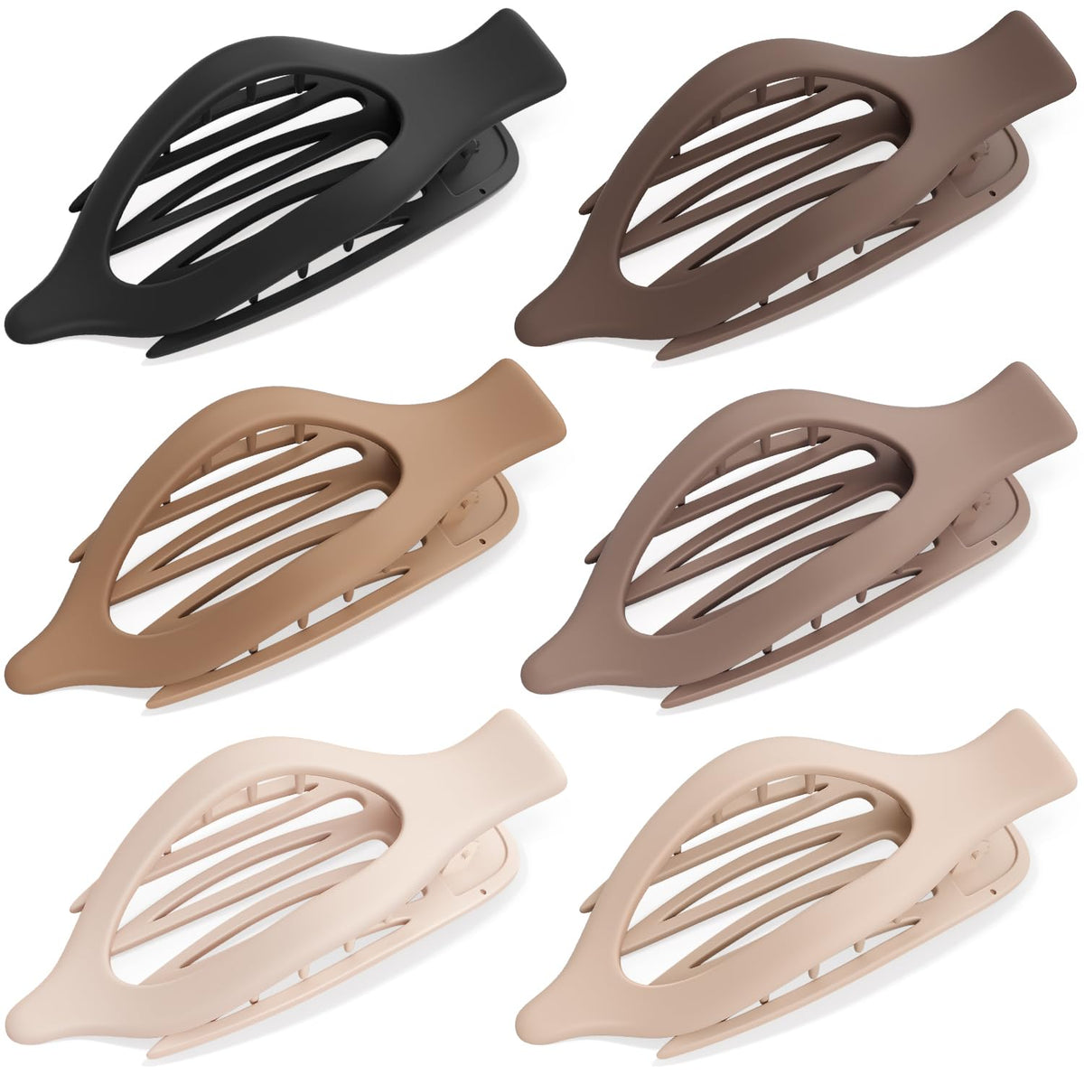 Set of 4 large flat hair clips in neutral colors, perfect for styling. Available online for quick order and delivery.
