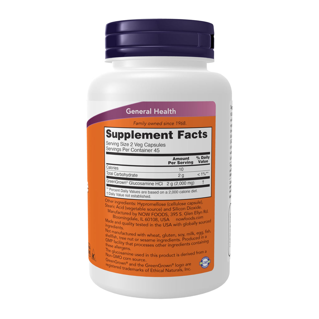 Buy now NOW Foods Supplements, Glucosamine '1000' (GreenGrownÂ® Glucosamine), Vegetarian, 90 Veg Capsules at indiglob india