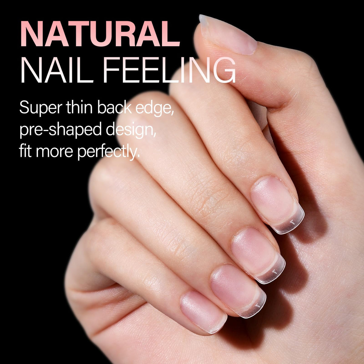 Premium imported AILLSA Short Almond Nail Tips in 450PCS, featuring a super thin back edge for a perfect fit.