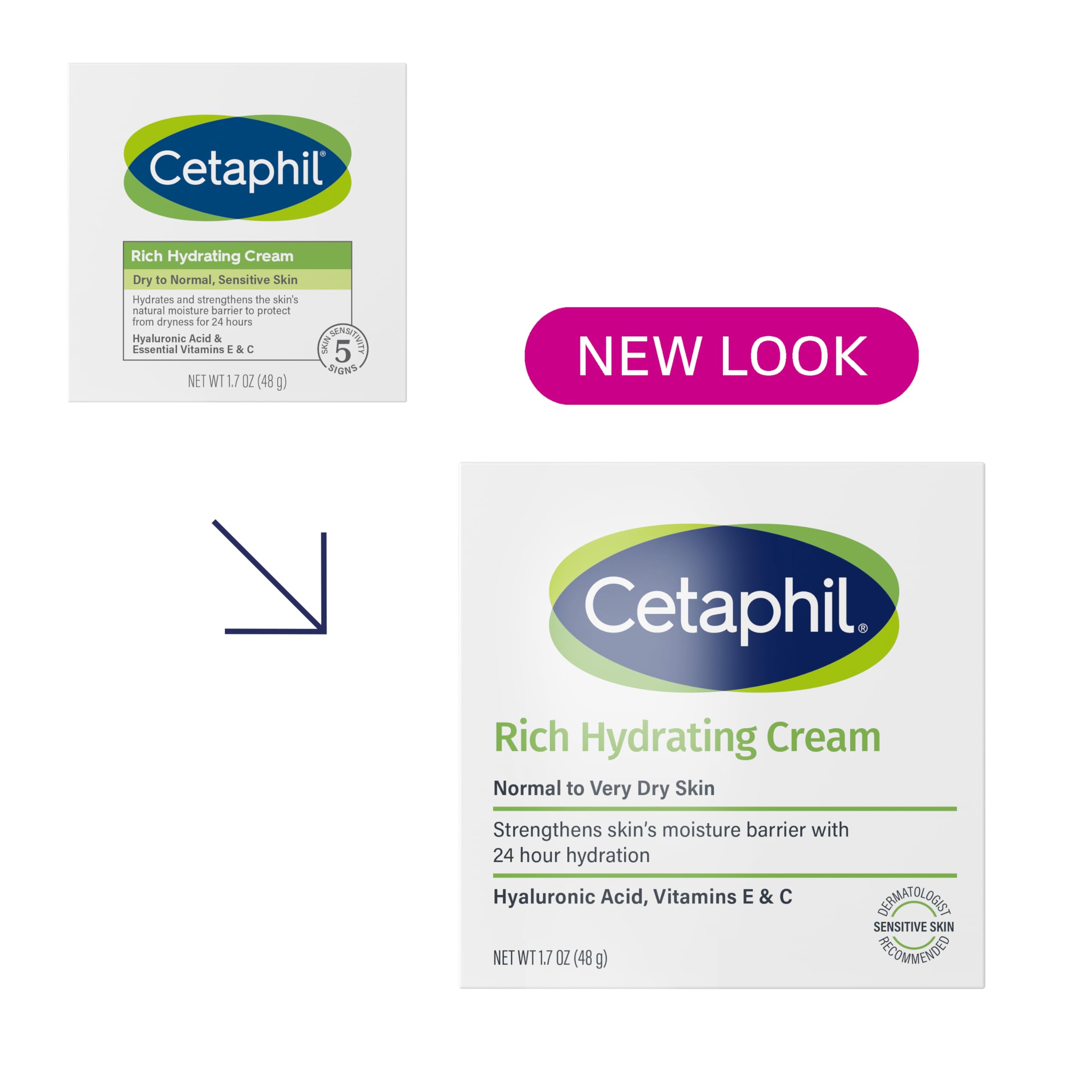 Cetaphil Rich Hydrating Night Face Cream, Hyaluronic Acid, Dry Skin, 1.7 oz | Fragrance-Free Face Moisturizer, Intense Overnight Hydration, Very Dry Skin, Dermatologist Recommended, Non-Greasy, 1 Jar