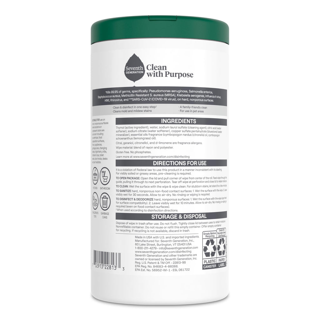 Buy now Seventh Generation Disinfecting Multi Surface Wipes, Botanical Disinfectant, 70 Count, Pack of 6 at indiglob india