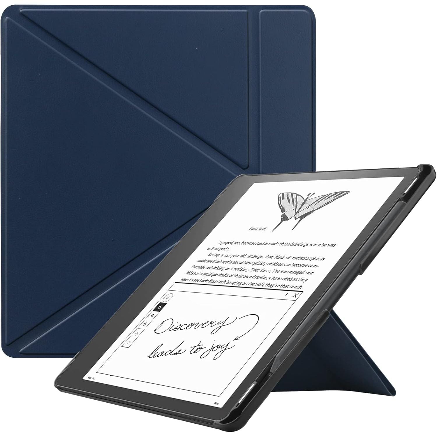 Buy now KuRoKo Slimshell Case for Kindle Scribe (2024/2022 Released), Premium Lightweight PU Leather Stand Cover with Auto Sleep/Wake for 10.2 inch Amazon Kindle Scribe 2024(1st Gen)/2022-Black Navy at indiglob india