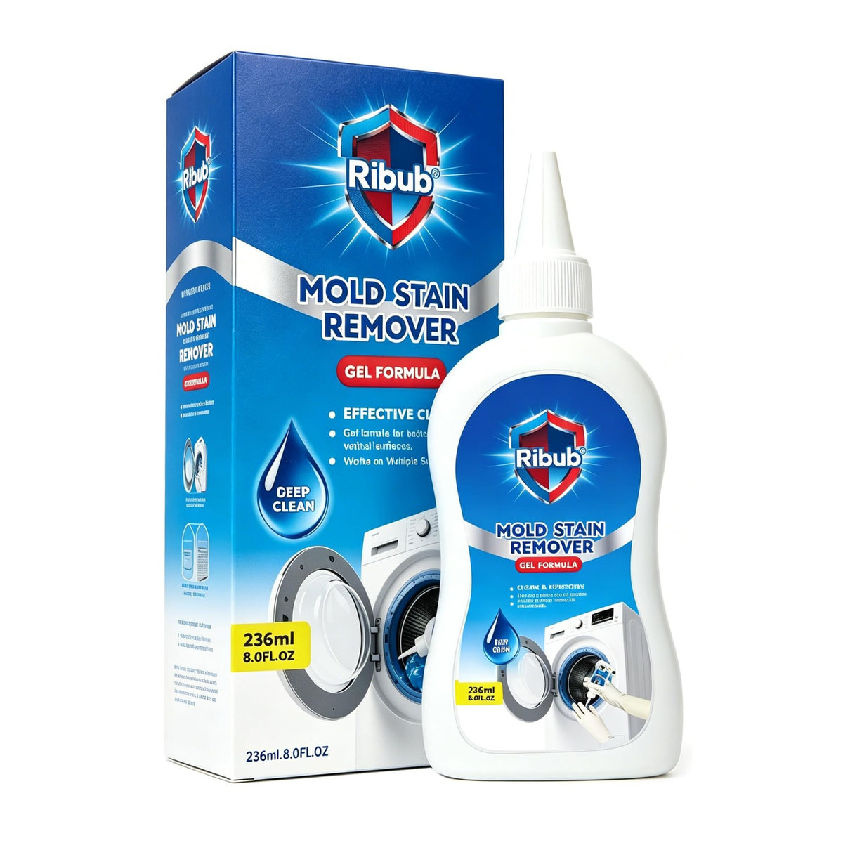 Mold Stain Remover Gel Heavy Duty Household Cleaning Gel for Washing Machine Seals, Fridge Gaskets, Bathroom & Kitchen Tile Grout, Sinks, Shower & Caulk 8 Fl Oz