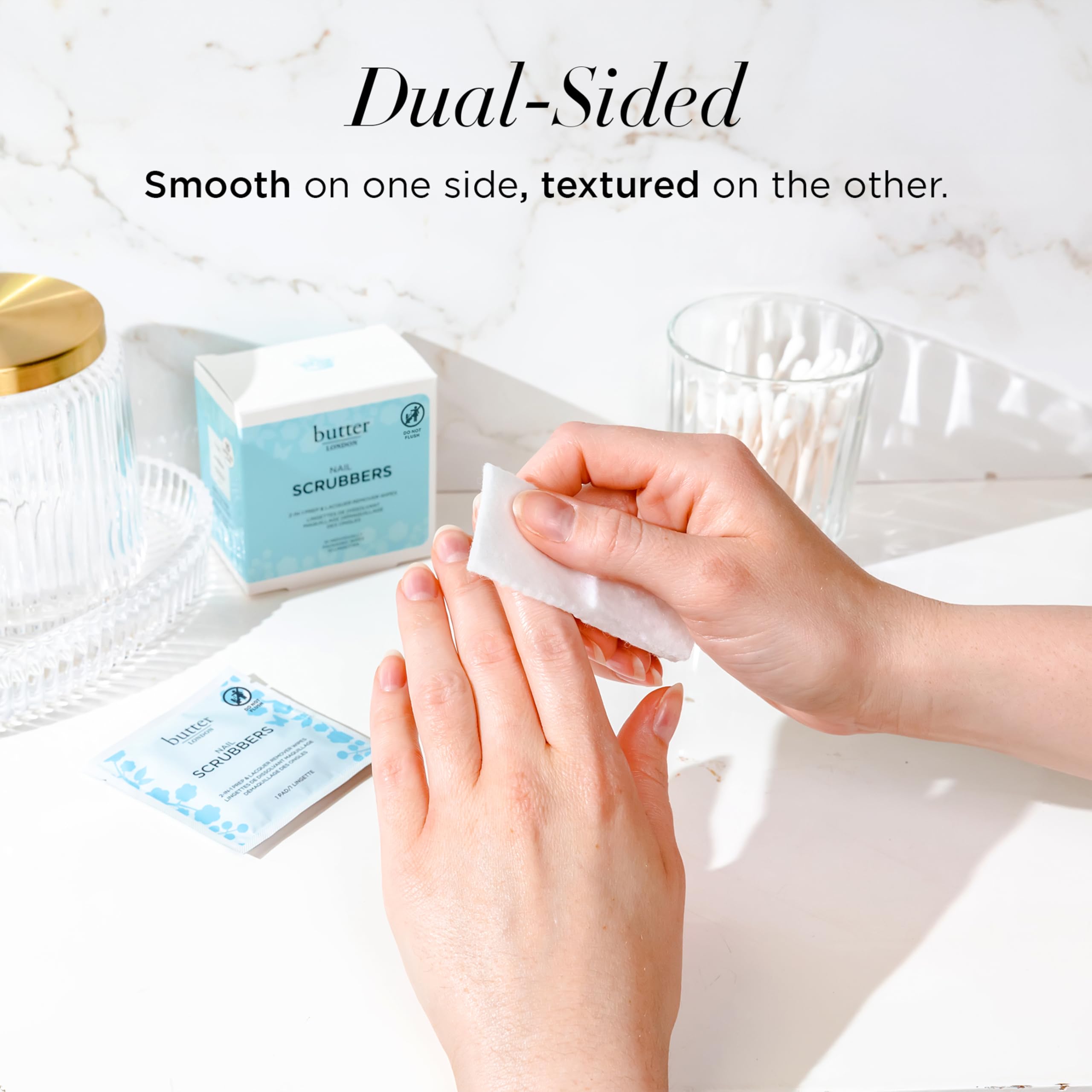 butter LONDON Pre-Soaked Nail Polish Remover Pads, Nail Scrubbers - 2-in-1 Prep & Lacquer Remover Nail Wipes - Gel Fingernail Polish Remover - Cruelty-Free, Paraben-Free, & Gluten-Free