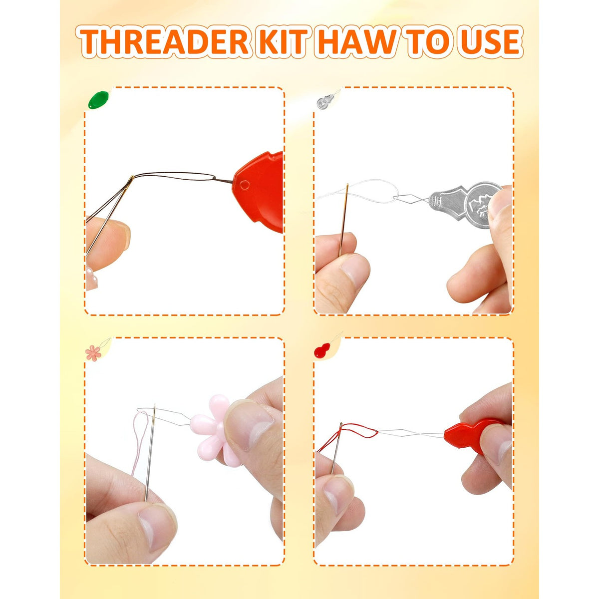 FIVEIZERO Needle Threaders Kit – 24 PCS Needle Threader for Hand Sewing,4 Type Simple Needle Threaders for Needles,Needle Threader for Sewing Machine & Embroidery Floss with Clear Storage Box