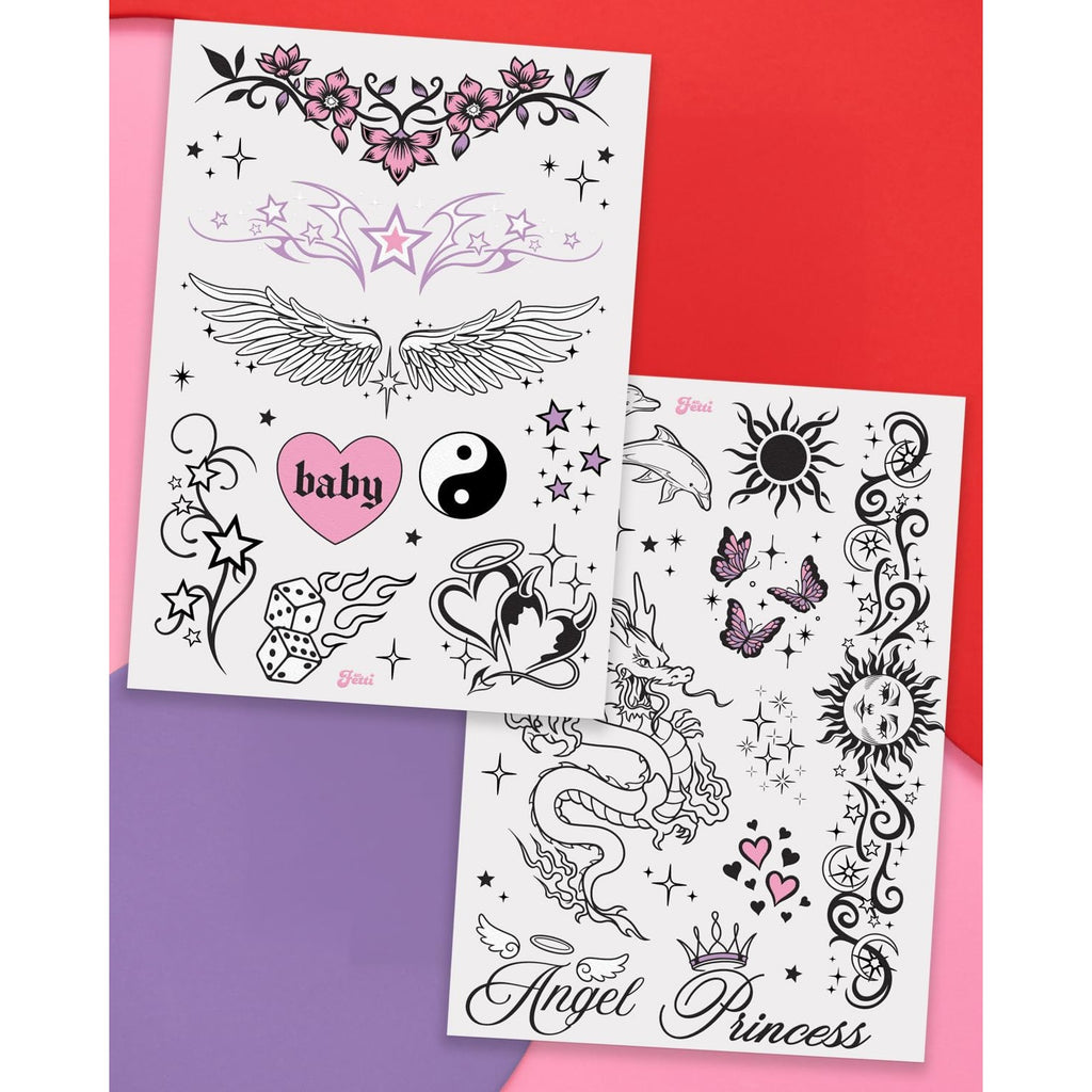 xo, Fetti 56pc Y2K Realistic Temporary Tattoos | Girly 2000s Birthday Party