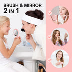 The RHOS Folding Brush with Mirror offers a stylish and practical 2-in-1 design perfect for women. Ideal for touch-ups on the go.